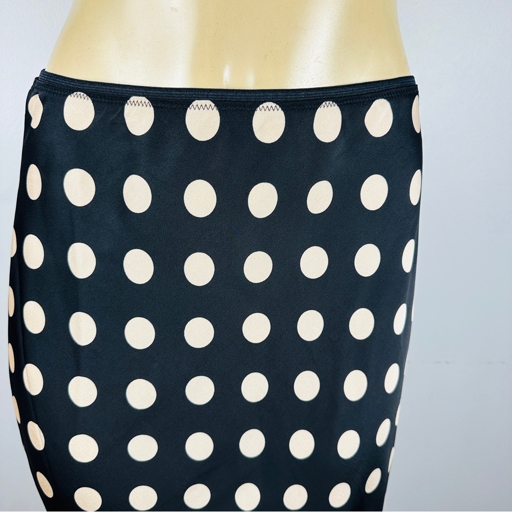 A New Day Satin Polka Dot Maxi Skirt Sz L Pull On Black Cream - Picture 2 of 4